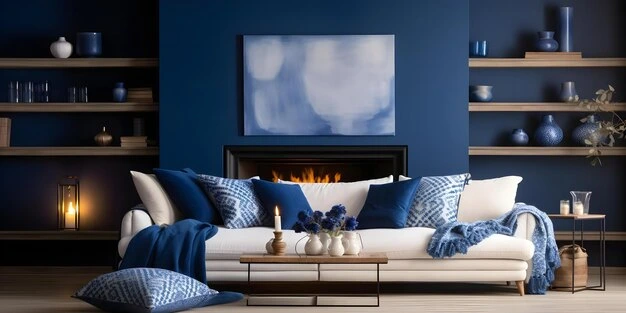 navy blue colour living room