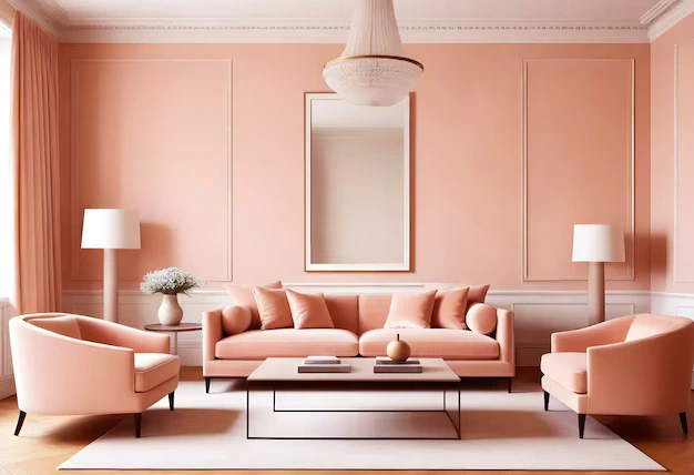 peach colour living room